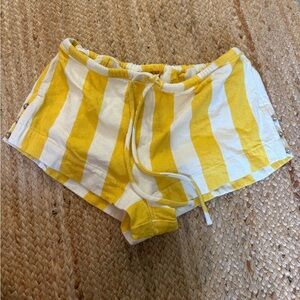 Free People Yellow & White Striped Shorts
